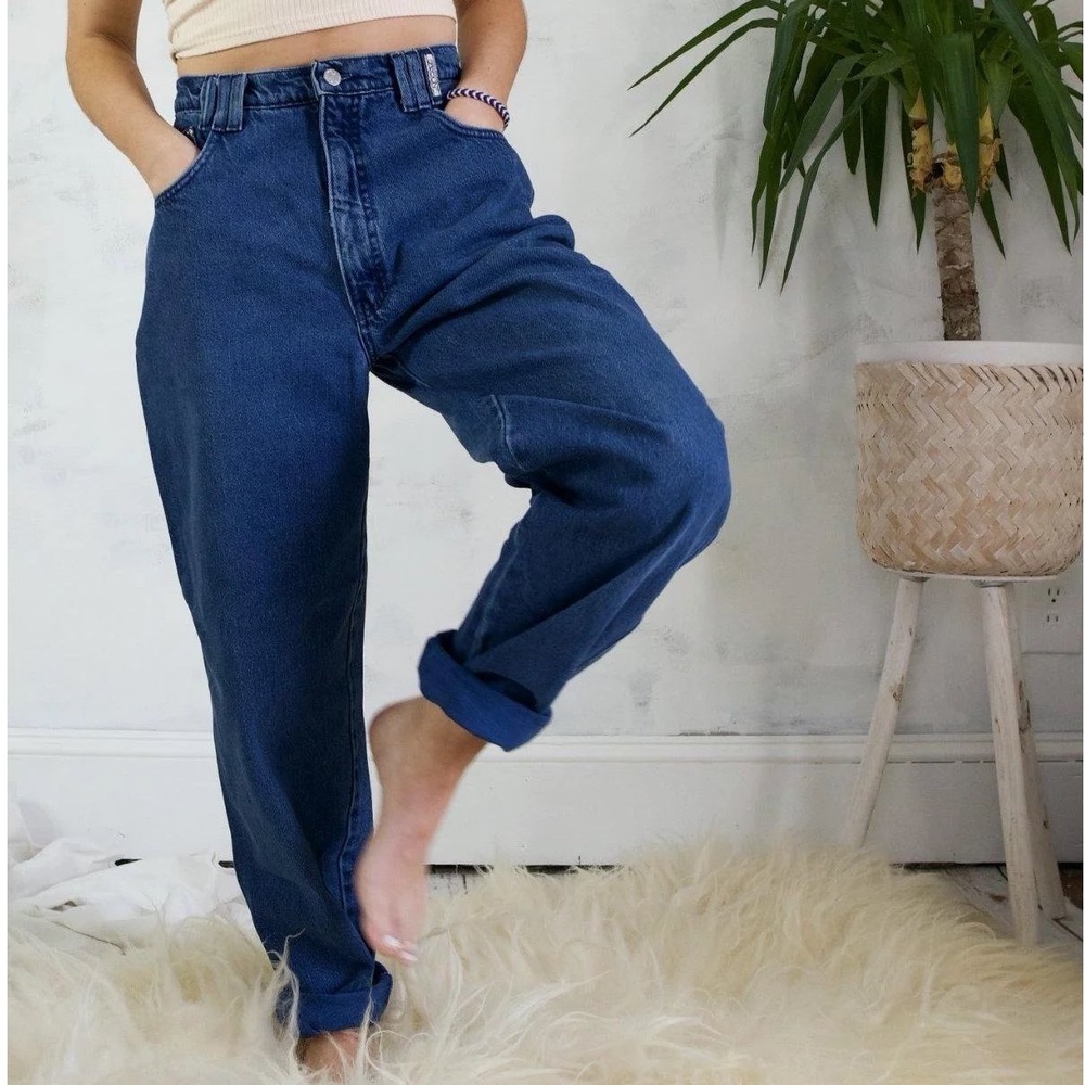 Vintage Chic High Waisted Tapered Leg Mom Jeans 80's Made in USA Size 28"